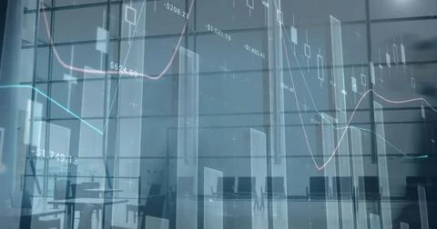 Composite image of statistical data processing against time lapse of people Stock Photos