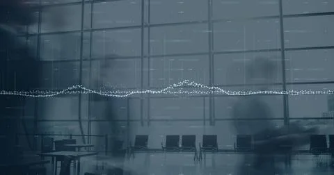 Composite image of statistical data processing against time lapse of people Stockfoto's