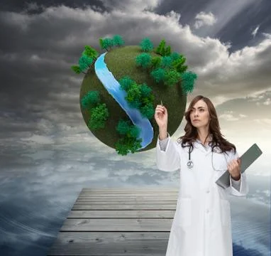 Composite image of stern doctor pointing Stock Illustration