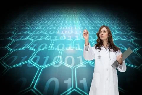 Composite image of stern doctor pointing Illustrazione stock