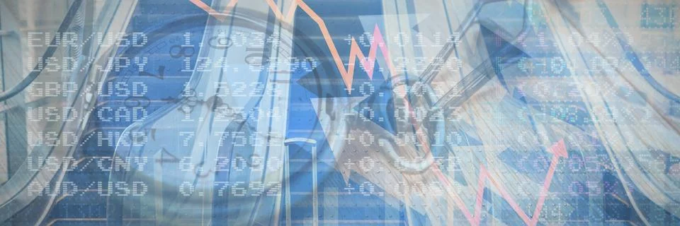 Composite image of stock figures on screen Ilustración de archivo