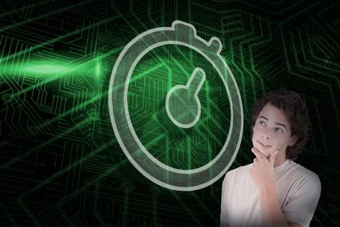 Composite image of stopwatch and casual thinking man Stock Illustration