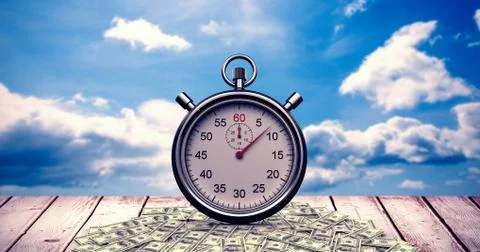 Composite image of stopwatch over white background Stock Illustration