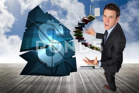 Composite image of stressed businessman gesturing Stock Illustration
