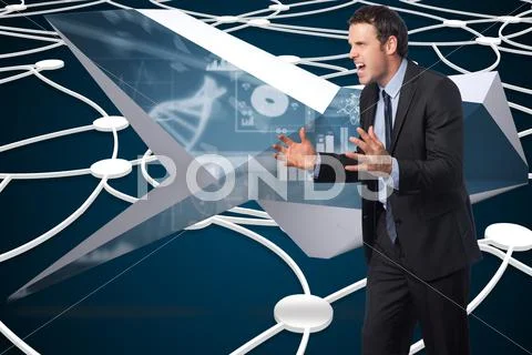 Composite image of stressed businessman gesturing Stock Illustration
