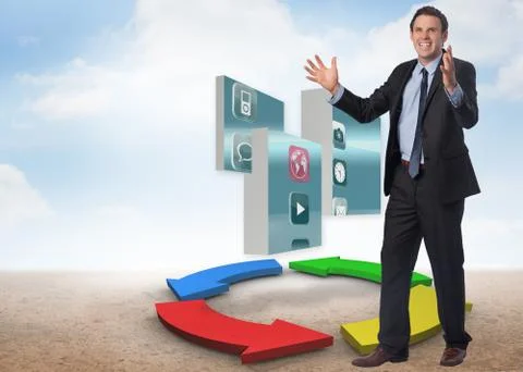 Composite image of stressed businessman gesturing Ilustración de archivo