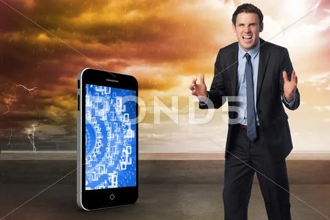 Composite image of stressed businessman gesturing Stock Illustration