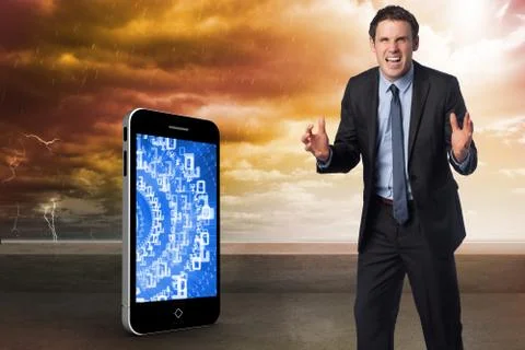 Composite image of stressed businessman gesturing Ilustración de archivo