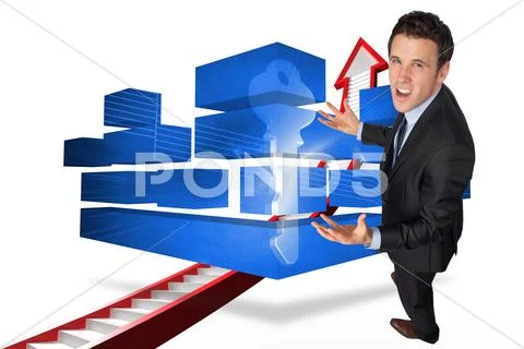 Composite image of stressed businessman gesturing Stock Illustration