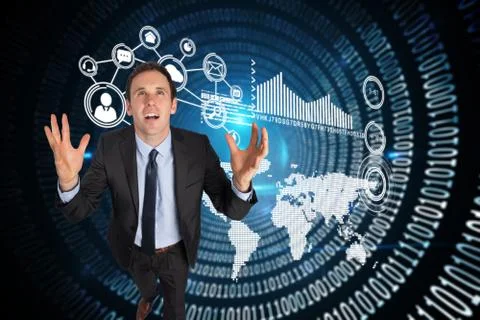 Composite image of stressed businessman gesturing Stockillustratie