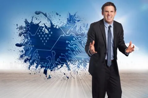 Composite image of stressed businessman gesturing Ilustración de archivo