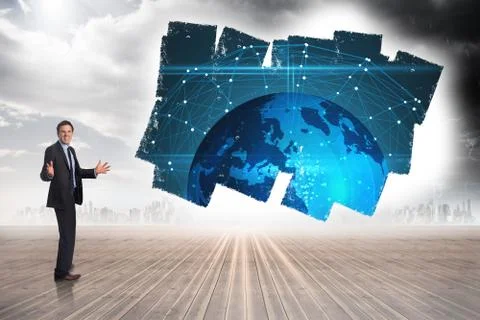 Composite image of stressed businessman gesturing Ilustración de archivo