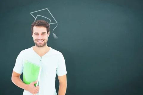 Composite image of student holding notepad Stock Photos