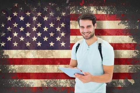 Composite image of student using tablet pc Stock Illustration