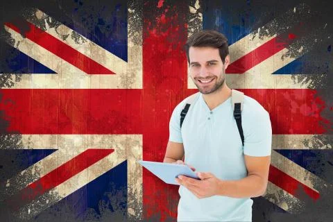 Composite image of student using tablet pc Stock Illustration