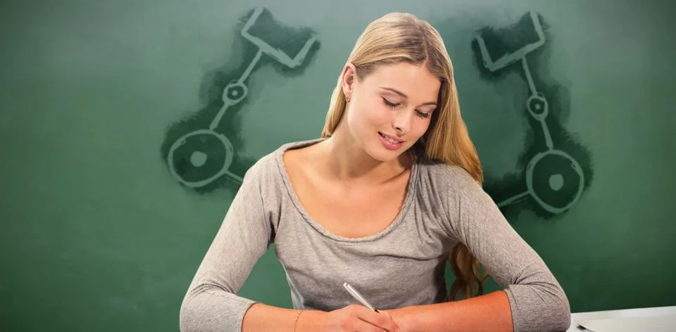 Composite image of student working 写真素材