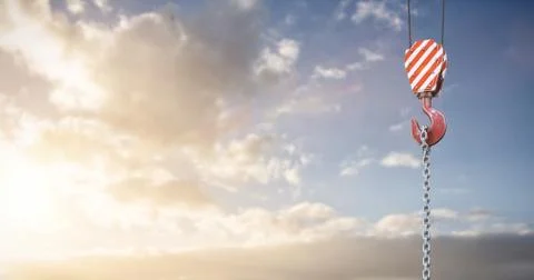 Composite image of studio shoot of a crane lifting hook Stock Photos