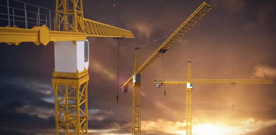 Composite image of studio shoot of a crane Stock Photos