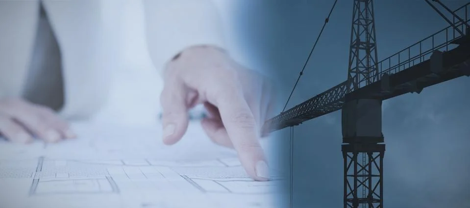 Composite image of studio shoot of a crane Stock Photos