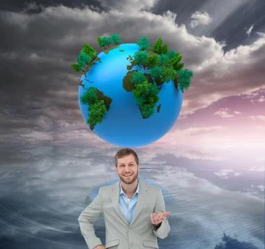 Composite image of stylish man smiling and gesturing Stock Illustration