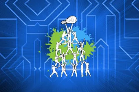 Composite image of teamwork concept on paint splashes Stock Illustration