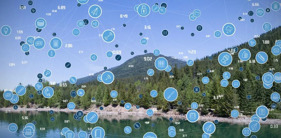 Composite image of technology icons 스톡 사진