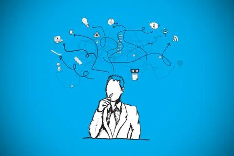 Composite image of thinking businessman doodle イラスト素材