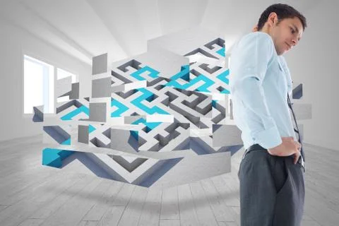 Composite image of thinking businessman with hand on head イラスト素材