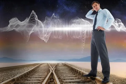 Composite image of thinking businessman with hand on head イラスト素材