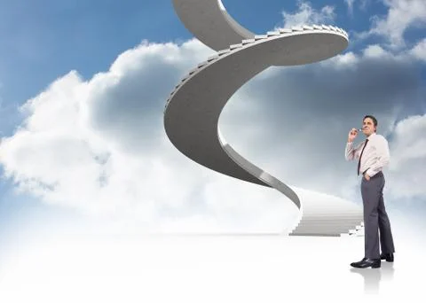 Composite image of thinking businessman holding glasses 스톡 일러스트