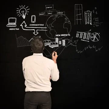 Composite image of thinking businessman holding pen 스톡 일러스트