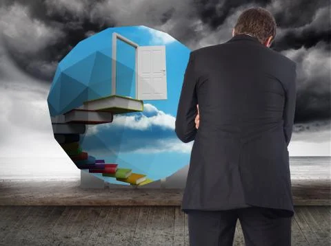 Composite image of thinking businessman 스톡 일러스트