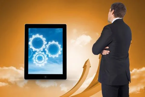 Composite image of thinking businessman Illustrazione stock