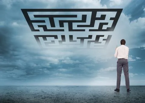 Composite image of thinking businessman Stockillustratie