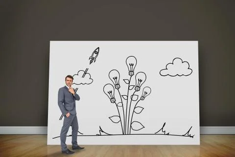 Composite image of thinking businessman イラスト素材