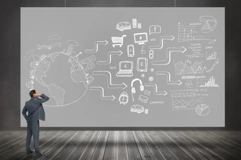 Composite image of thinking businessman Illustrazione stock