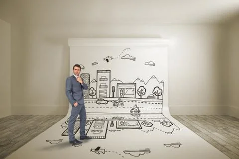 Composite image of thinking businessman 스톡 일러스트