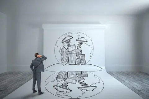 Composite image of thinking businessman Stock Illustration