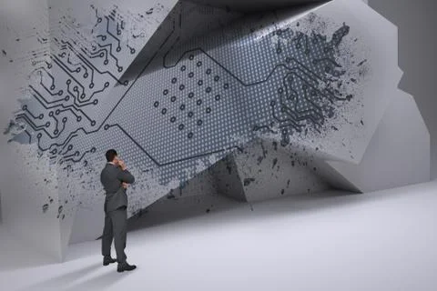 Composite image of thinking businessman 스톡 일러스트