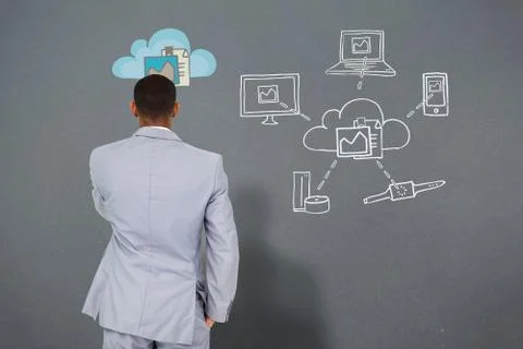 Composite image of thinking businessman 스톡 일러스트
