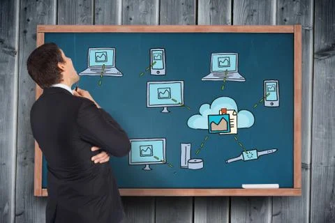 Composite image of thinking businessman Ilustración de archivo