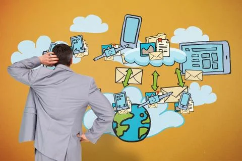 Composite image of thinking businessman Stock Illustration