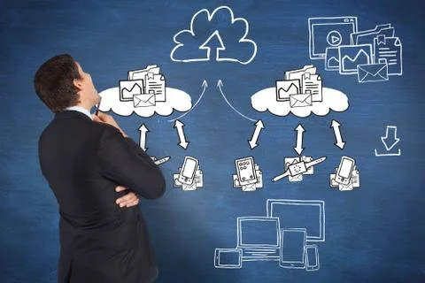 Composite image of thinking businessman Ilustración de archivo