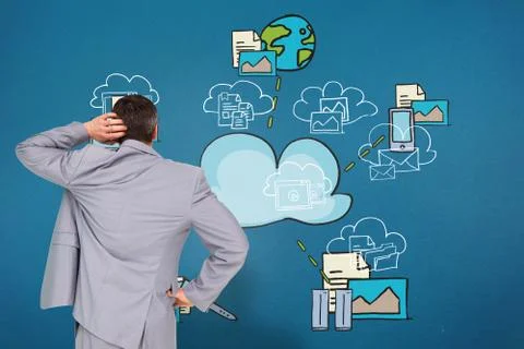 Composite image of thinking businessman Illustrazione stock