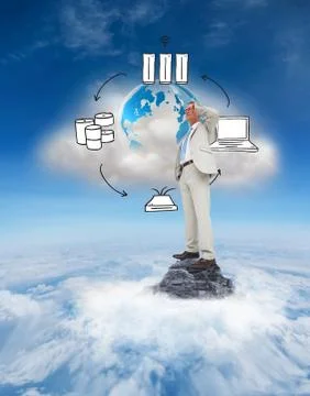 Composite image of thinking businessman Illustrazione stock