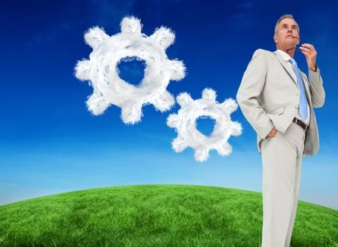 Composite image of thinking businessman Stock Illustration