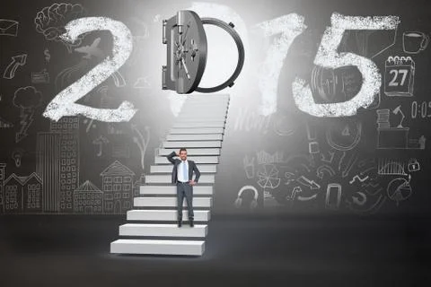 Composite image of thinking businessman Illustrazione stock