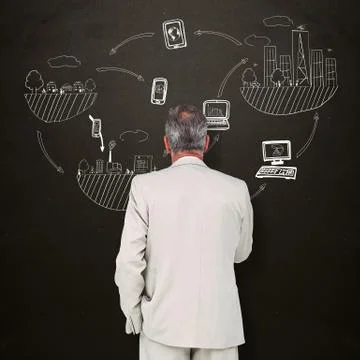 Composite image of thinking businessman Illustrazione stock