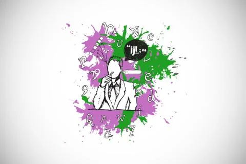 Composite image of thinking businessman on paint splashes Stock Illustration