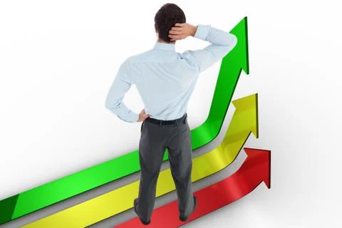 Composite image of thinking businessman scratching head Illustrazione stock